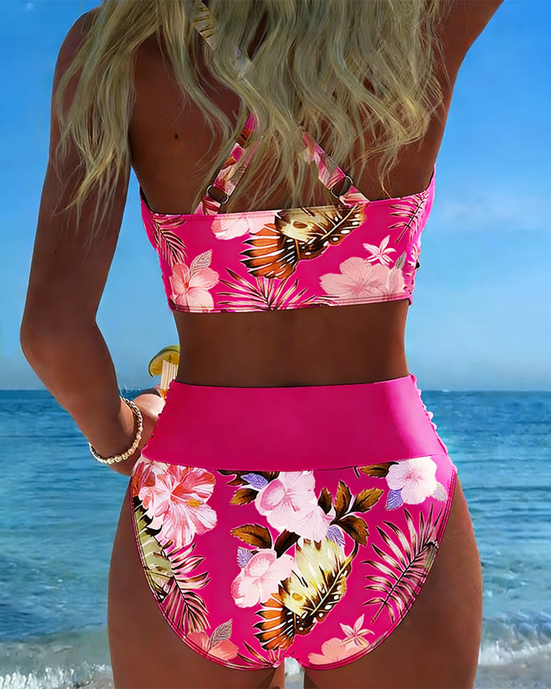 Mariana │ Bikini with contrasting floral print and opening