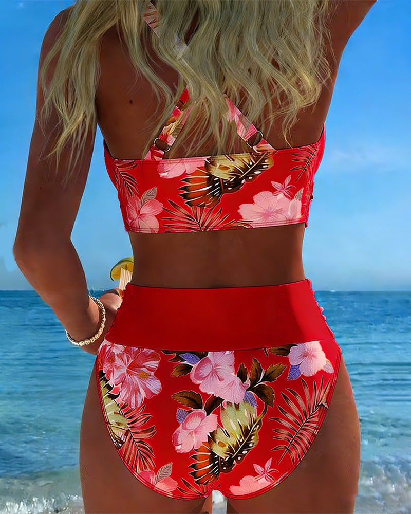 Mariana │ Bikini with contrasting floral print and opening