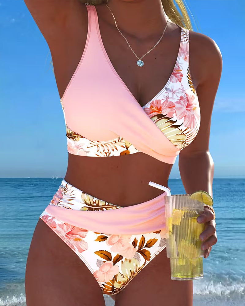 Mariana │ Bikini with contrasting floral print and opening