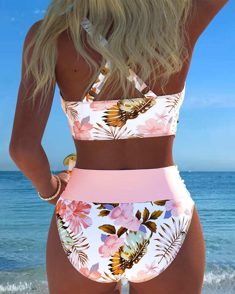 Mariana │ Bikini with contrasting floral print and opening