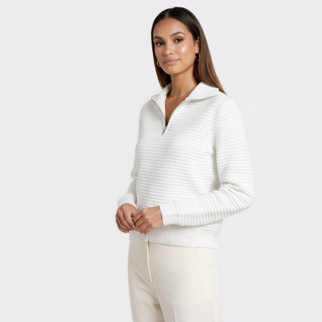 Helene | Zip-Up V-Neck Jumper