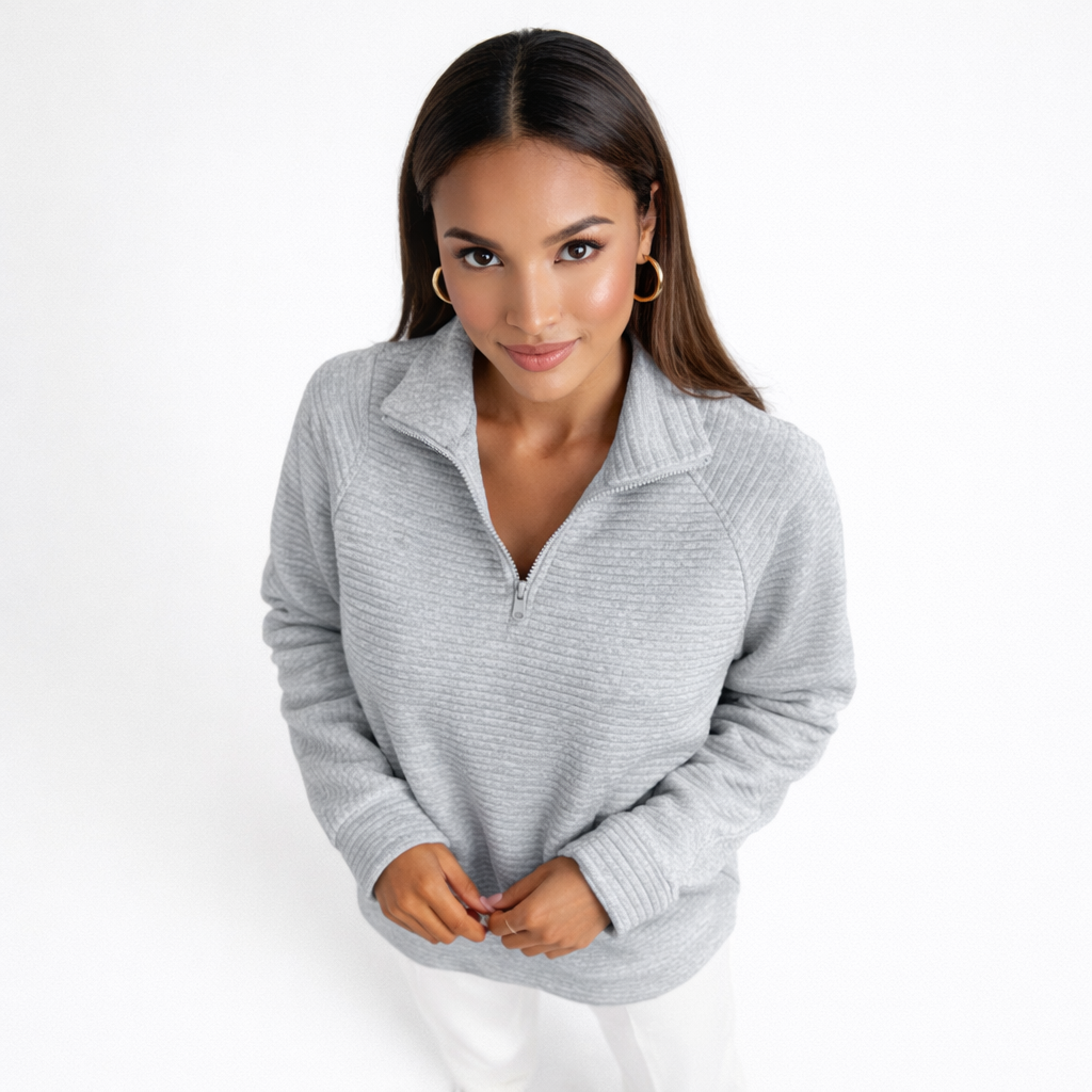 Helene | Zip-Up V-Neck Jumper