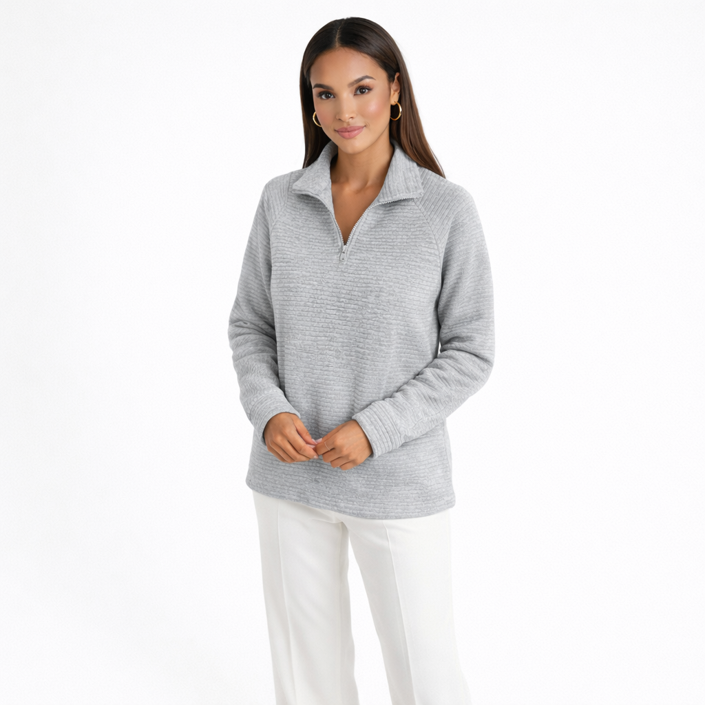 Helene | Zip-Up V-Neck Jumper