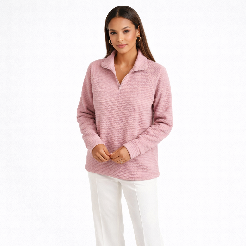 Helene | Zip-Up V-Neck Jumper