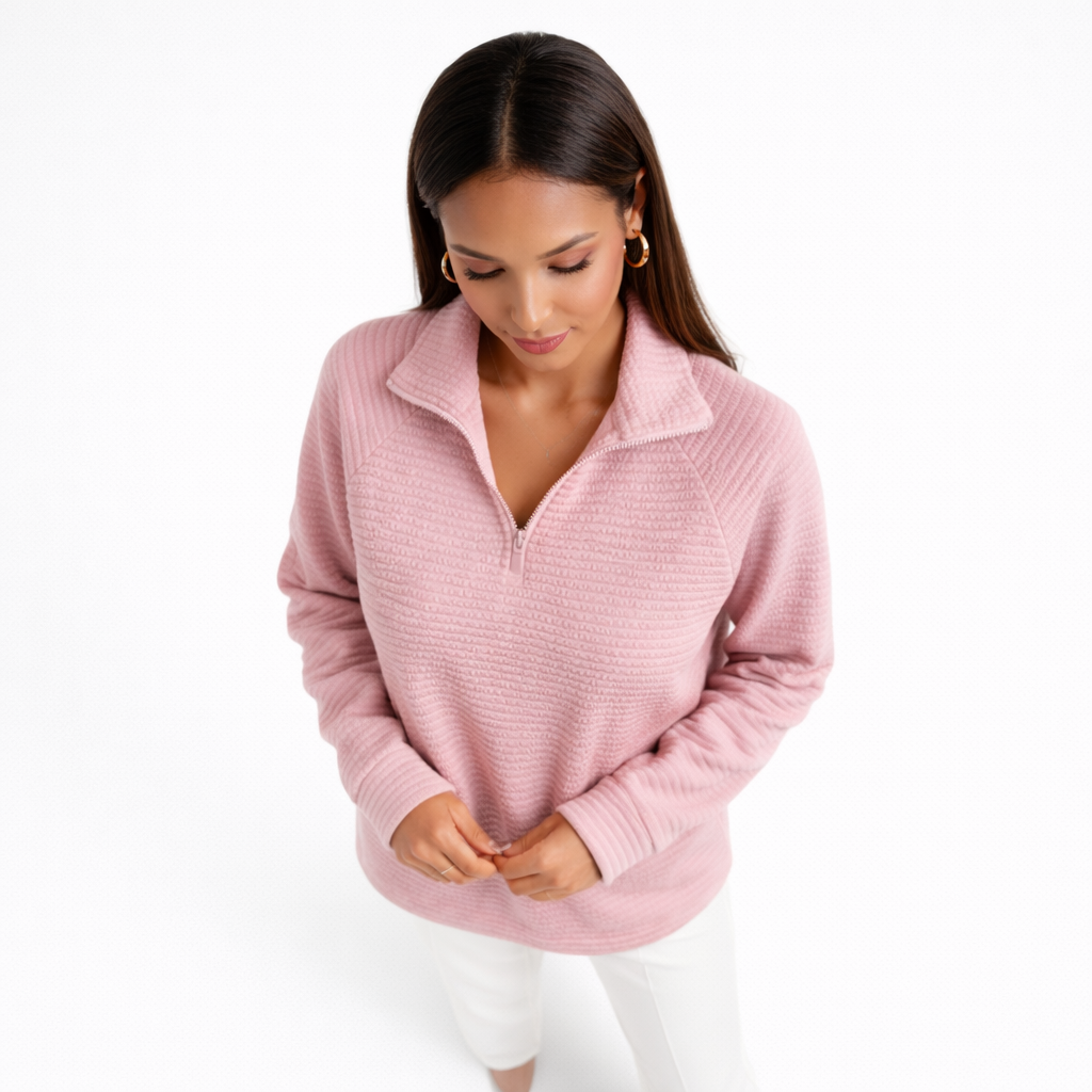 Helene | Zip-Up V-Neck Jumper