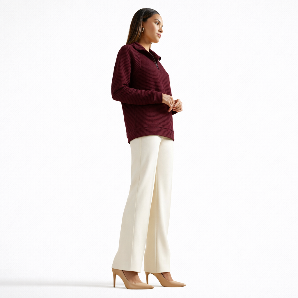 Helene | Zip-Up V-Neck Jumper