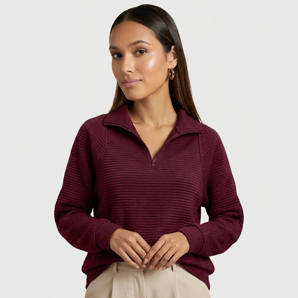 Helene | Zip-Up V-Neck Jumper
