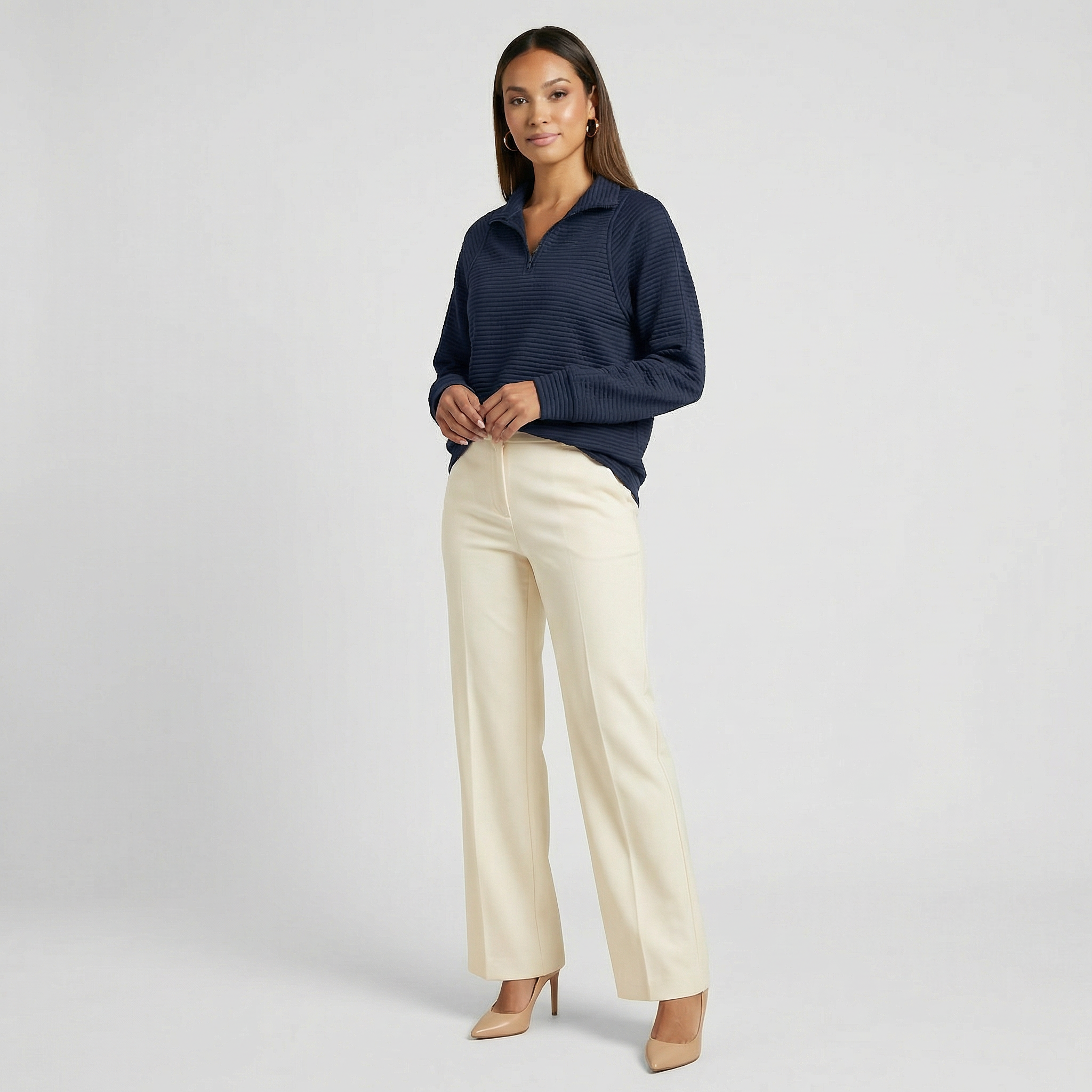 Helene | Zip-Up V-Neck Jumper