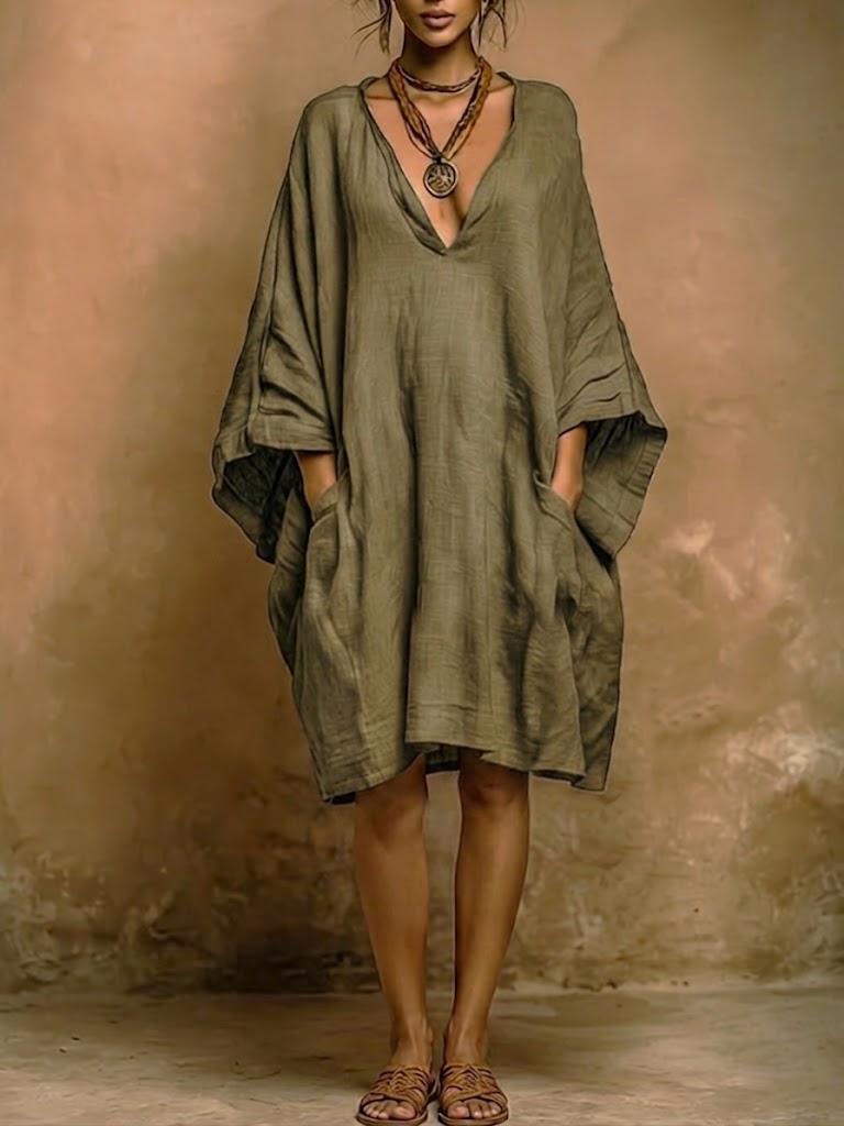 Fiorella - Soft Linen & Cotton Dress with Natural Style