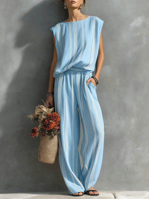Alessia - Elegant Two-Piece Striped Set