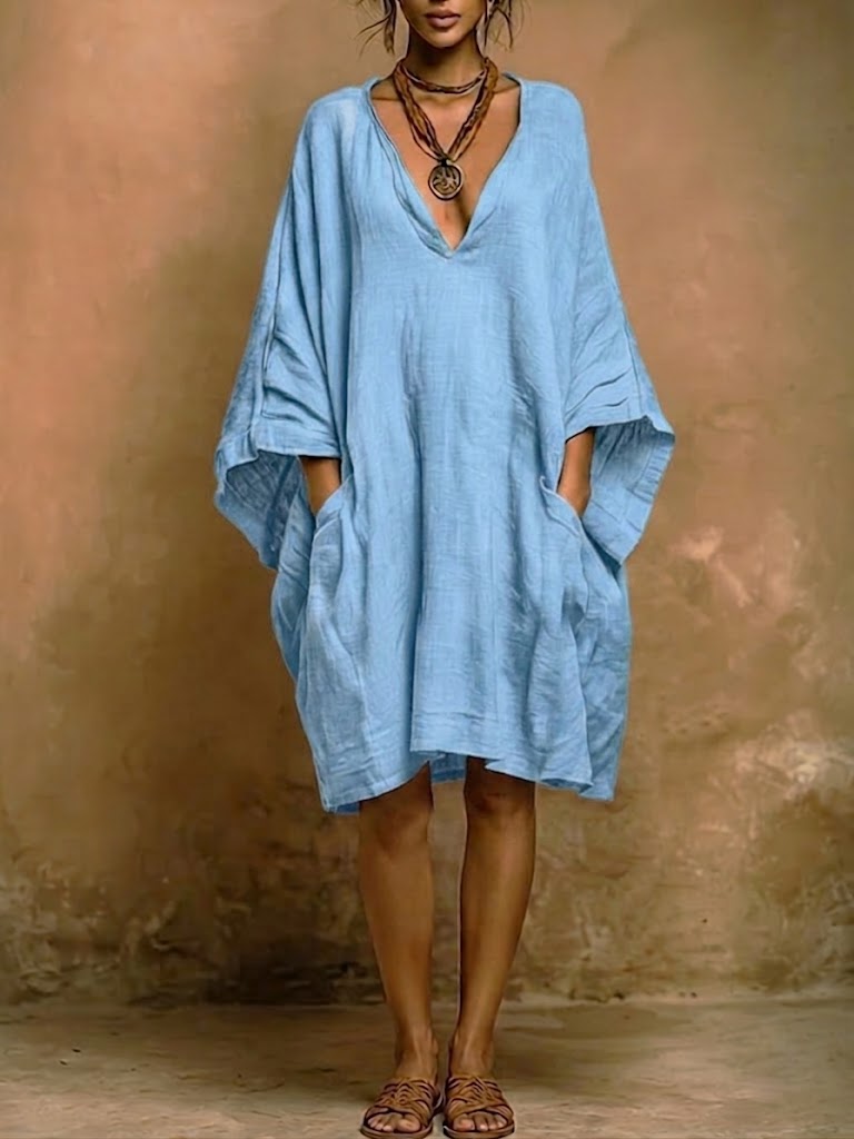 Fiorella - Soft Linen & Cotton Dress with Natural Style
